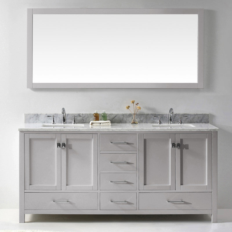 Modern Fittings Caroline Avenue 72" Double Bath Vanity with Marble Top and Square Sinks