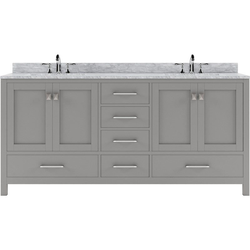 Modern Fittings Caroline Avenue 72" Double Bath Vanity with Marble Top and Square Sinks