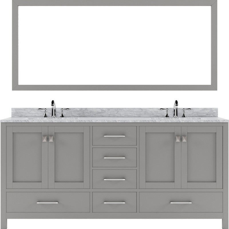 Modern Fittings Caroline Avenue 72" Double Bath Vanity with Marble Top and Square Sinks Faucets