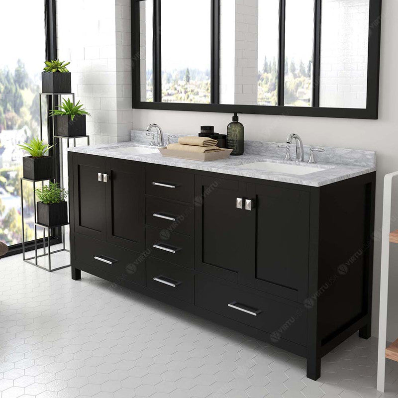 Modern Fittings Caroline Avenue 72" Double Bath Vanity with Marble Top and Square Sinks