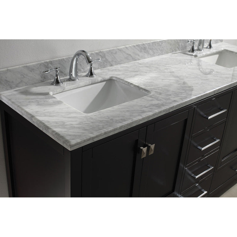 Modern Fittings Caroline Avenue 72" Double Bath Vanity with Marble Top and Square Sinks