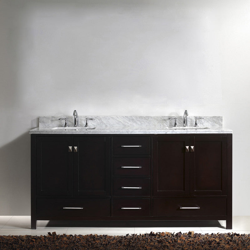 Modern Fittings Caroline Avenue 72" Double Bath Vanity with Marble Top and Square Sinks