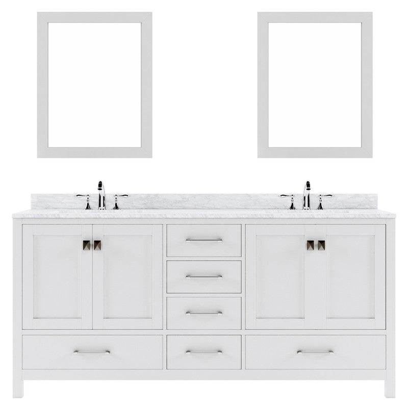 Modern Fittings Caroline Avenue 72" Double Bath Vanity with Marble Top and Square Sinks Faucets