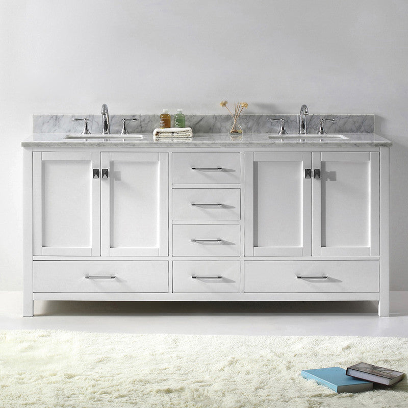 Modern Fittings Caroline Avenue 72" Double Bath Vanity with Marble Top and Square Sinks