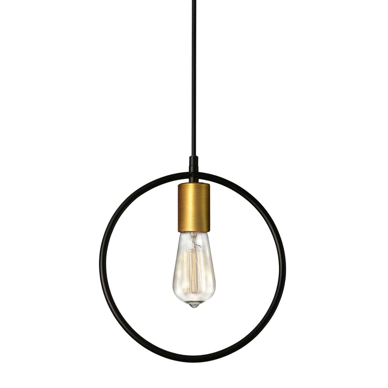 Dainolite 1 Light Pendant Matte Black & Vb Finish GMT-111P-MB-VB