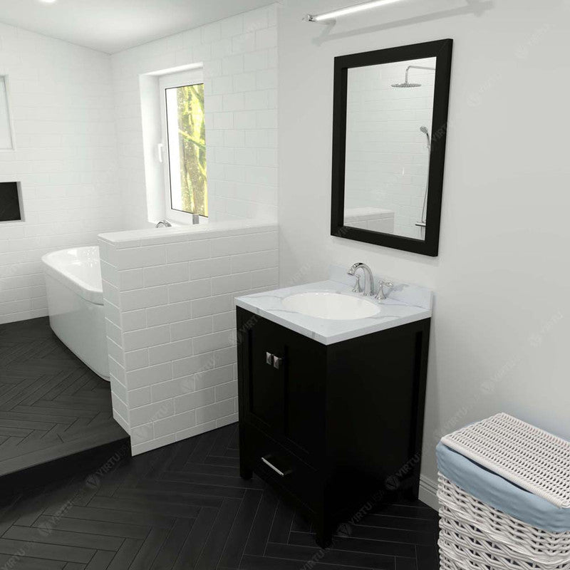 Modern Fittings Caroline Avenue 24" Single Bath Vanity with Calacatta Quartz Top and Round Sink Faucet