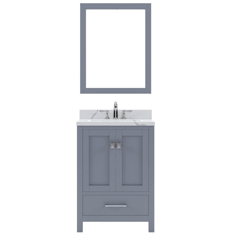 Modern Fittings Caroline Avenue 24" Single Bath Vanity with Calacatta Quartz Top and Round Sink Faucet