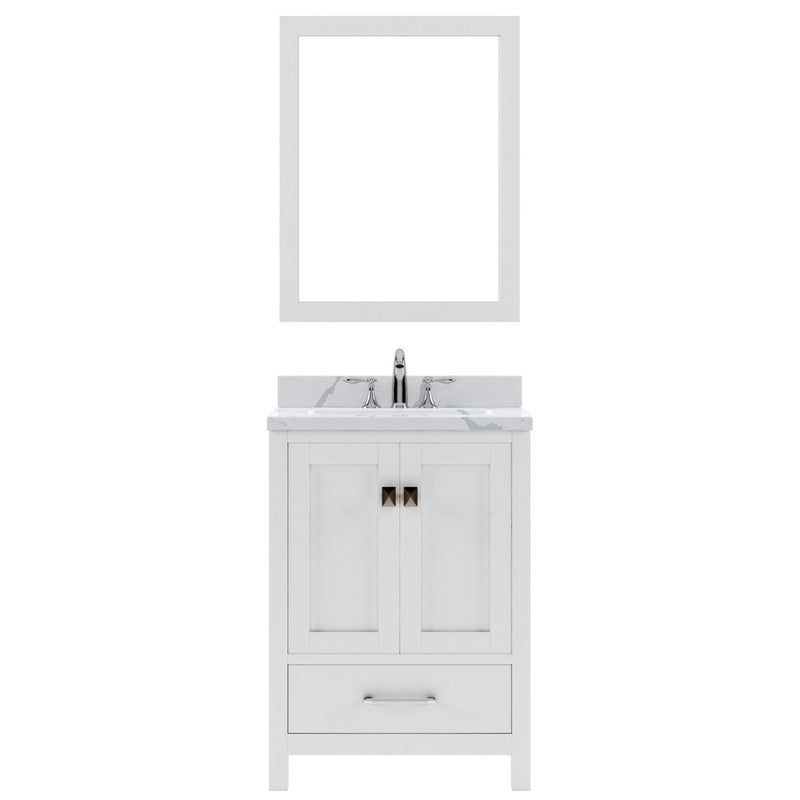 Modern Fittings Caroline Avenue 24" Single Bath Vanity with Calacatta Quartz Top and Round Sink Faucet