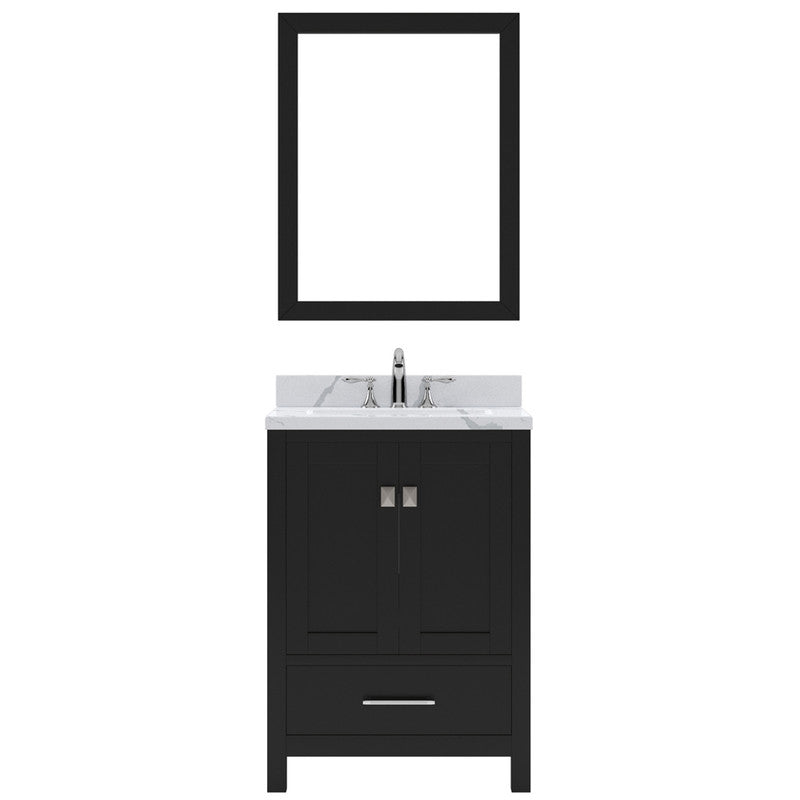 Modern Fittings Caroline Avenue 24" Single Bath Vanity with Calacatta Quartz Top and Square Sink Faucet 