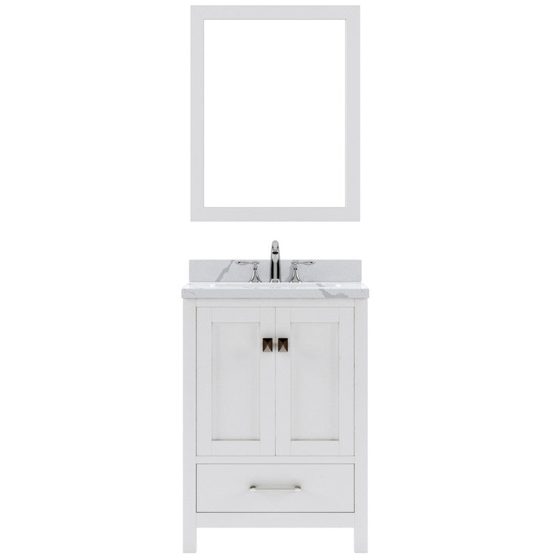 Modern Fittings Caroline Avenue 24" Single Bath Vanity with Calacatta Quartz Top and Square Sink Faucet 