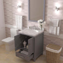 Modern Fittings Caroline Avenue 24" Single Bath Vanity with Cultured Marble Quartz Top and Round Sink Faucet 