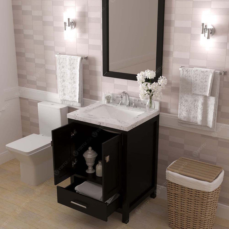 Modern Fittings Caroline Avenue 24" Single Bath Vanity with Cultured Marble Quartz Top and Square Sink Faucet