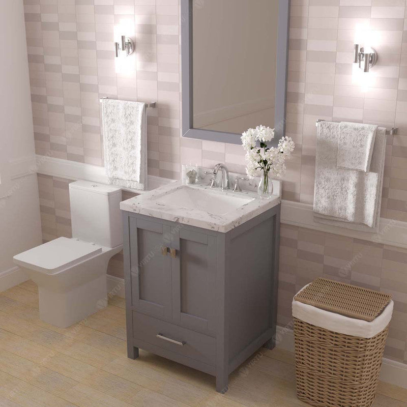 Modern Fittings Caroline Avenue 24" Single Bath Vanity with Cultured Marble Quartz Top and Square Sink Faucet