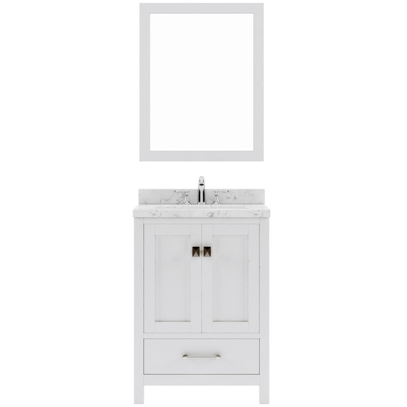 Modern Fittings Caroline Avenue 24" Single Bath Vanity with Cultured Marble Quartz Top and Square Sink Faucet