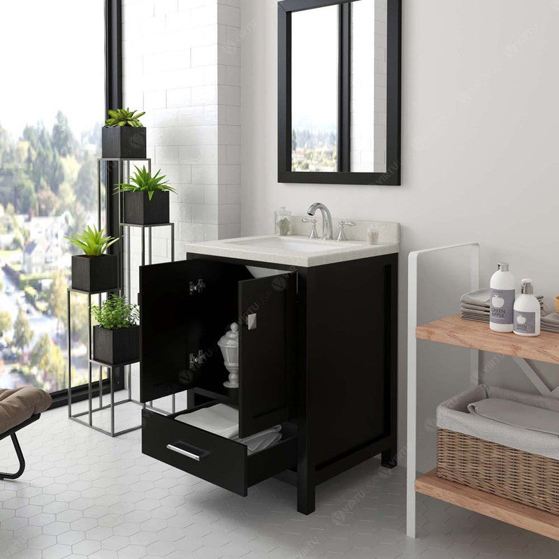 Modern Fittings Caroline Avenue 24" Single Bath Vanity with Quartz Top and Square Sink Faucet