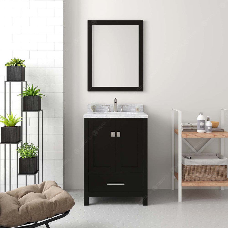 Modern Fitting Caroline Avenue 24" Single Bath Vanity with Marble Top and Square Sink Faucet