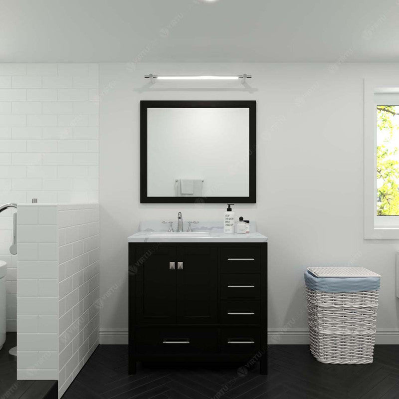 Modern Fittings Caroline Avenue 36" Single Bath Vanity with Calacatta Quartz Top and Round Sink Faucet 