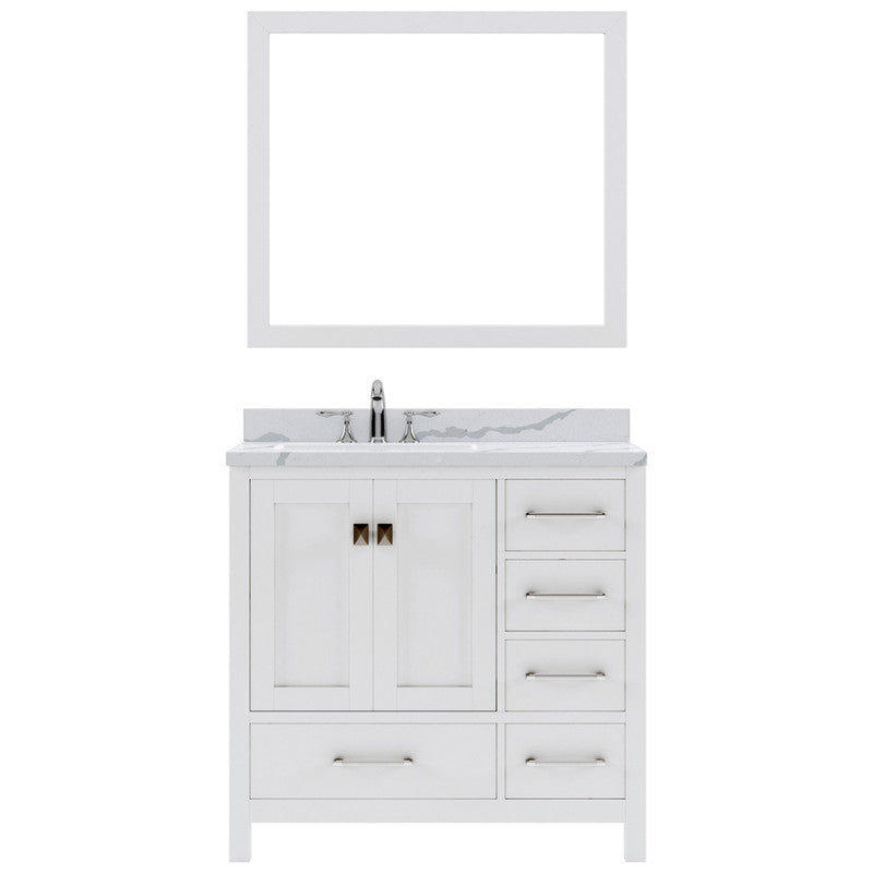 Modern Fittings Caroline Avenue 36" Single Bath Vanity with Calacatta Quartz Top and Round Sink