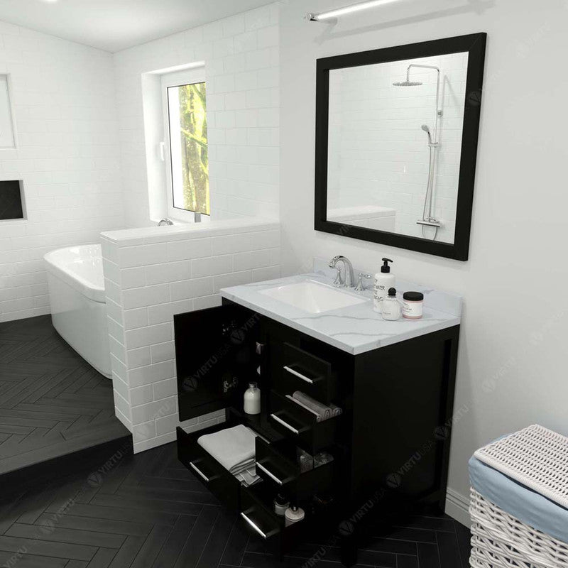 Modern Fittings Caroline Avenue 36" Single Bath Vanity with Calacatta Quartz Top and Square Sink 