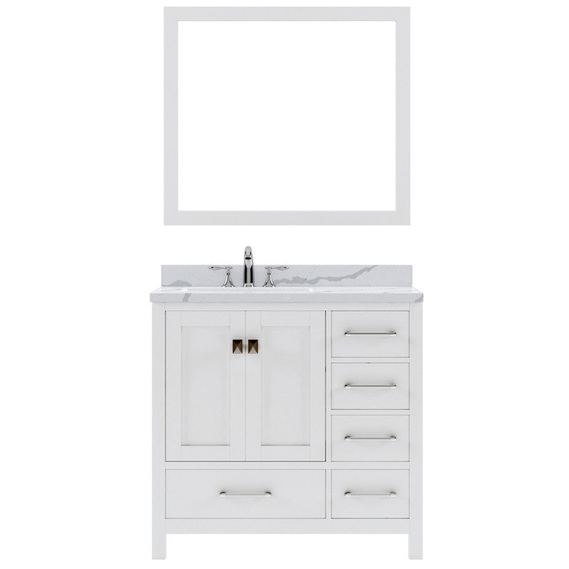 Modern Fittings Caroline Avenue 36" Single Bath Vanity with Calacatta Quartz Top and Square Sink Faucet