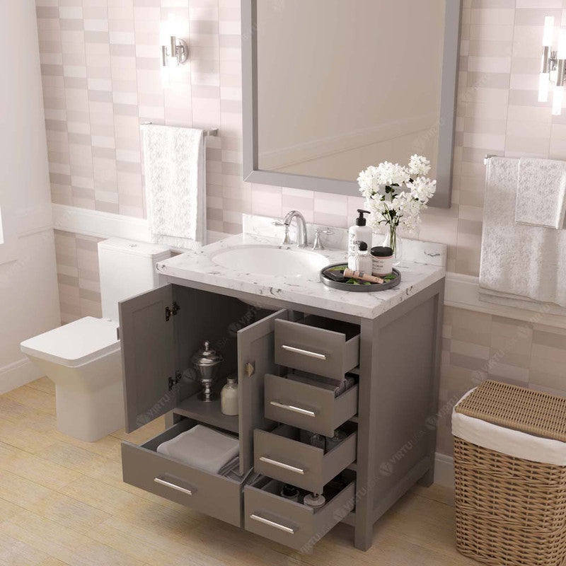 Modern Fittings Caroline Avenue 36" Single Bath Vanity with Cultured Marble Quartz Top and Round Sink