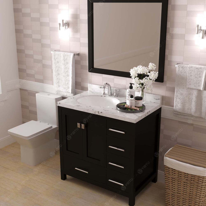 Modern Fittings Caroline Avenue 36" Single Bath Vanity with Cultured Marble Quartz Top and Round Sink Faucet