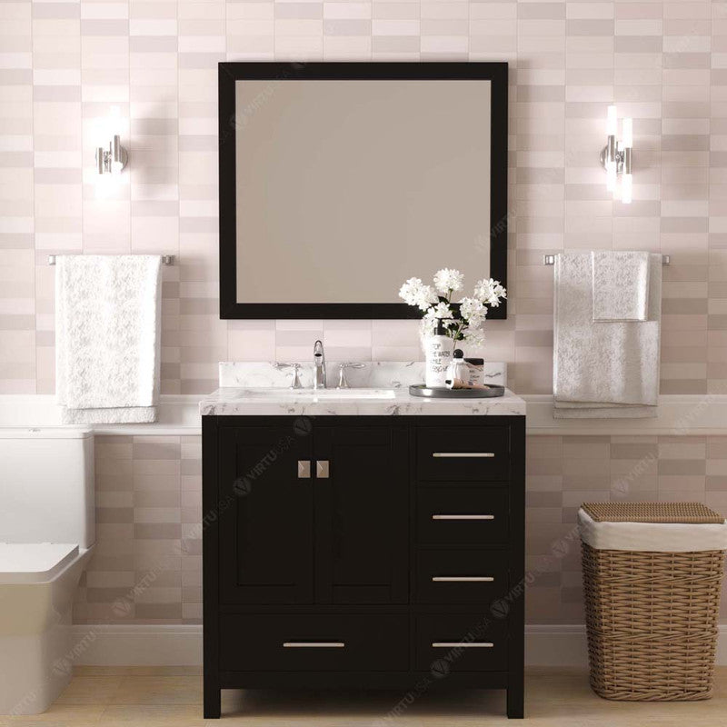 Modern Fittings Caroline Avenue 36" Single Bath Vanity with Cultured Marble Quartz Top and Square Sink Faucet