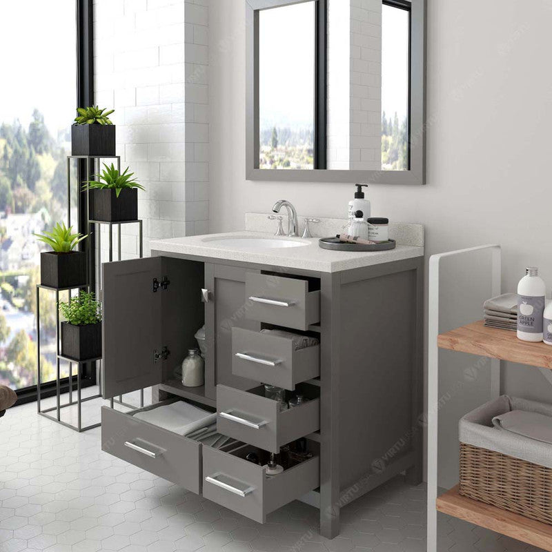 Modern Fittings Caroline Avenue 36" Single Bath Vanity with Quartz Top and Round Sink Faucet