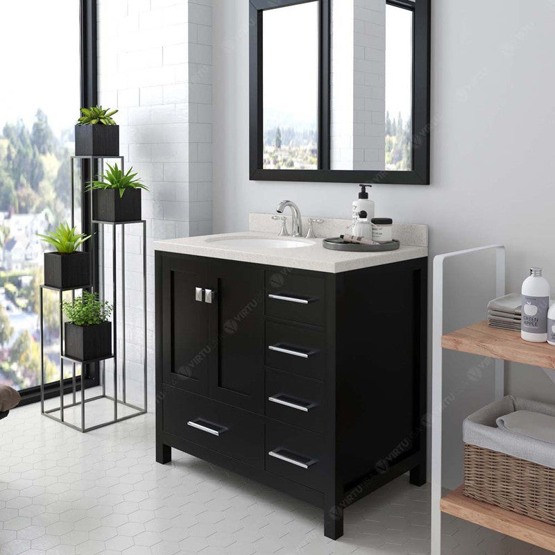 Modern Fittings Caroline Avenue 36" Single Bath Vanity with Quartz Top and Round Sink