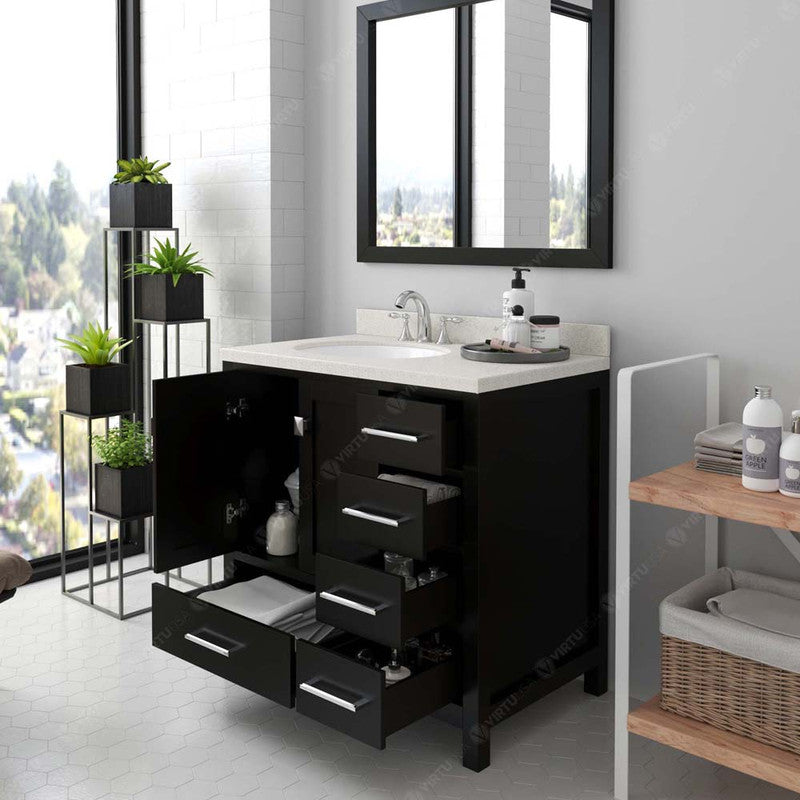 Modern Fittings Caroline Avenue 36" Single Bath Vanity with Quartz Top and Round Sink Faucet