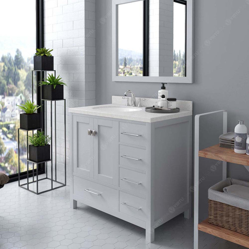 Modern Fittings Caroline Avenue 36" Single Bath Vanity with Quartz Top and Round Sink