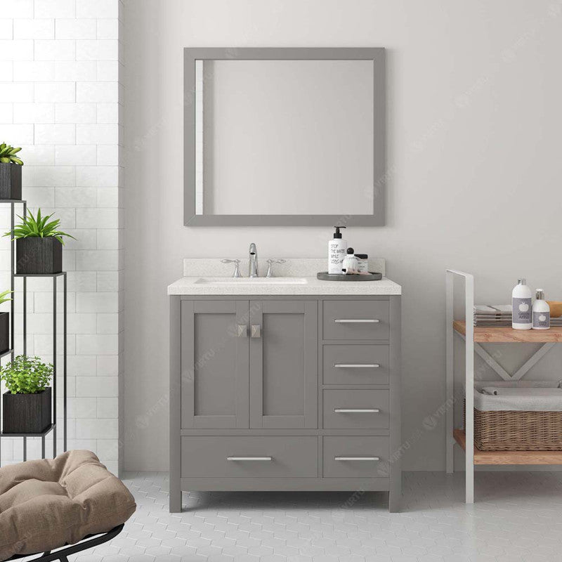 Modern Fittings Caroline Avenue 36" Single Bath Vanity with Quartz Top and Square Sink Faucet