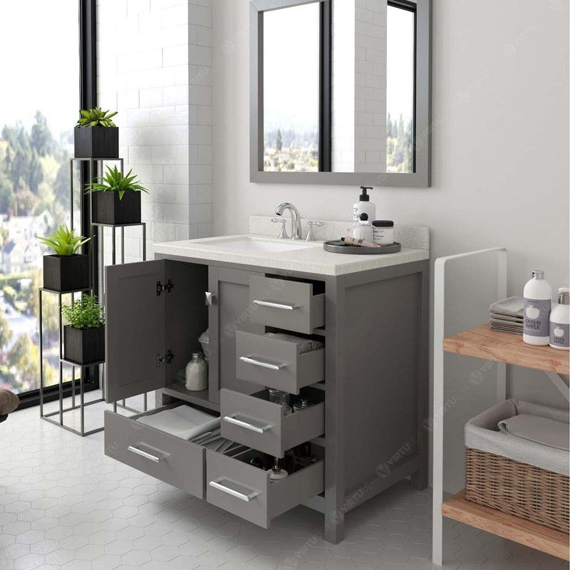 Modern Fittings Caroline Avenue 36" Single Bath Vanity with Quartz Top and Square Sink