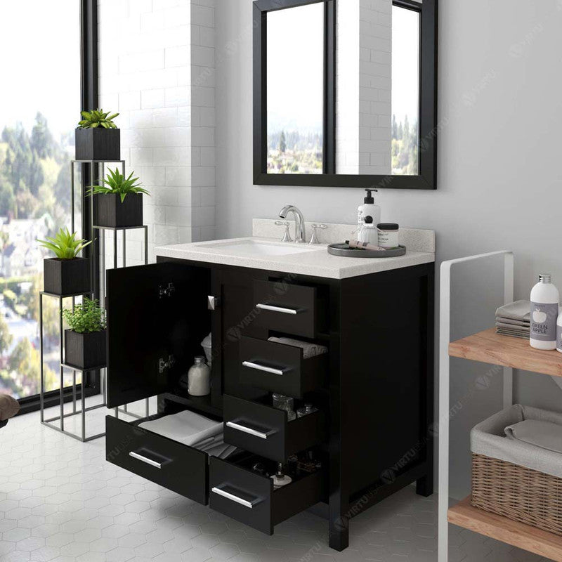 Modern Fittings Caroline Avenue 36" Single Bath Vanity with Quartz Top and Square Sink