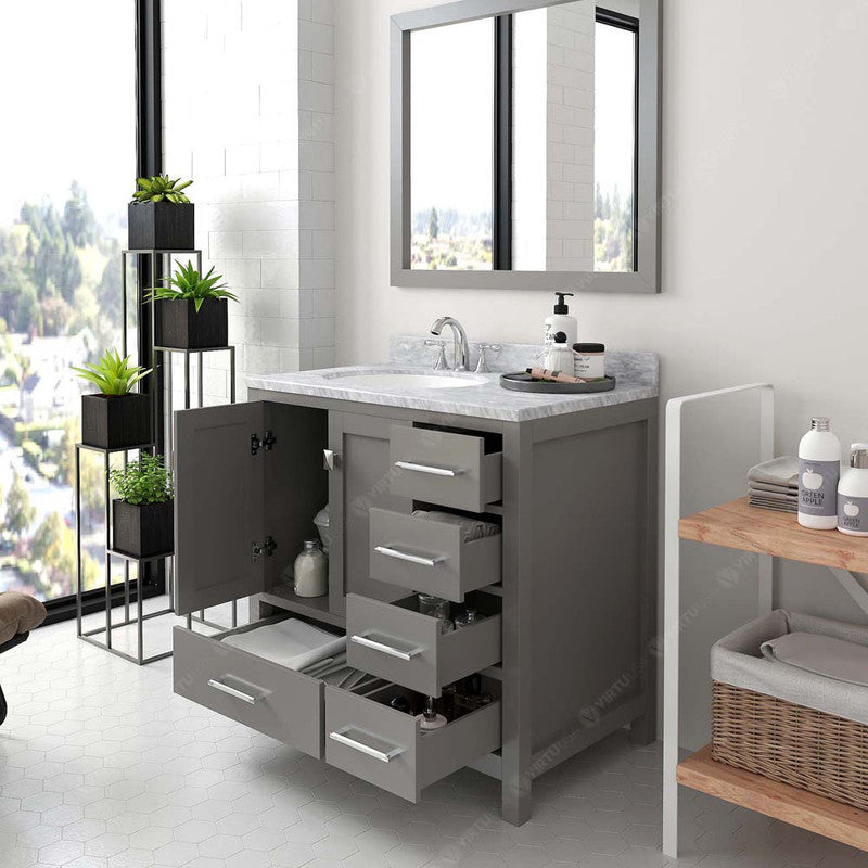 Modern Fittings Caroline Avenue 36" Single Bath Vanity with Marble Top and Round Sink Faucet