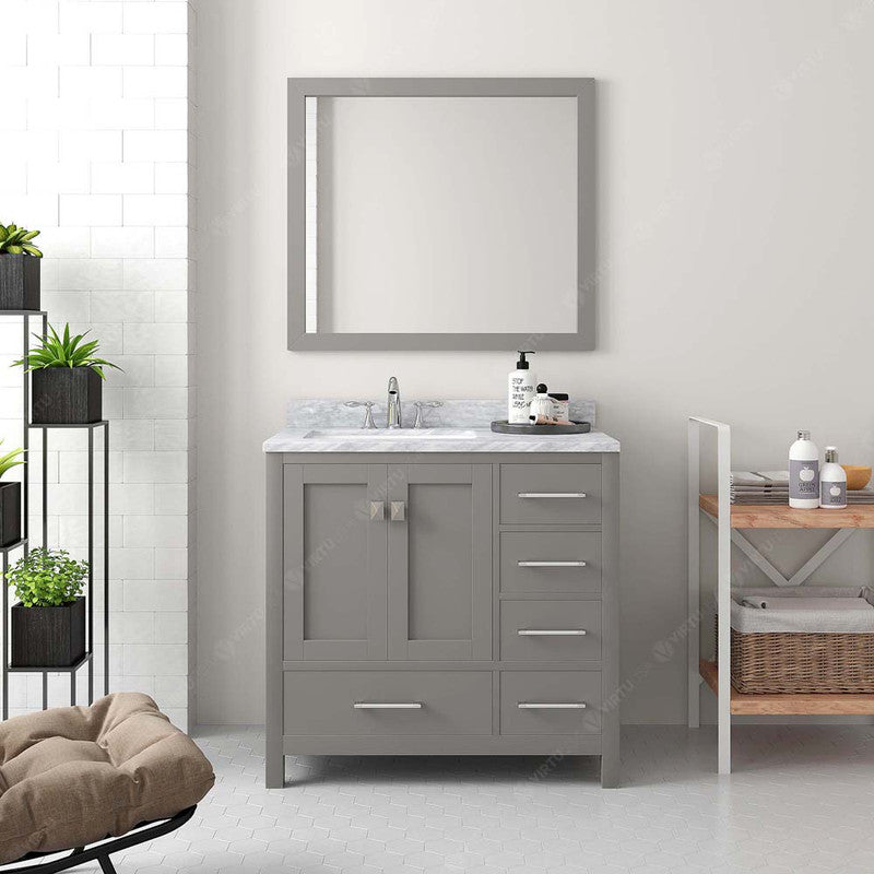 Modern Fittings Caroline Avenue 36" Single Bath Vanity with Marble Top and Square Sink Faucet