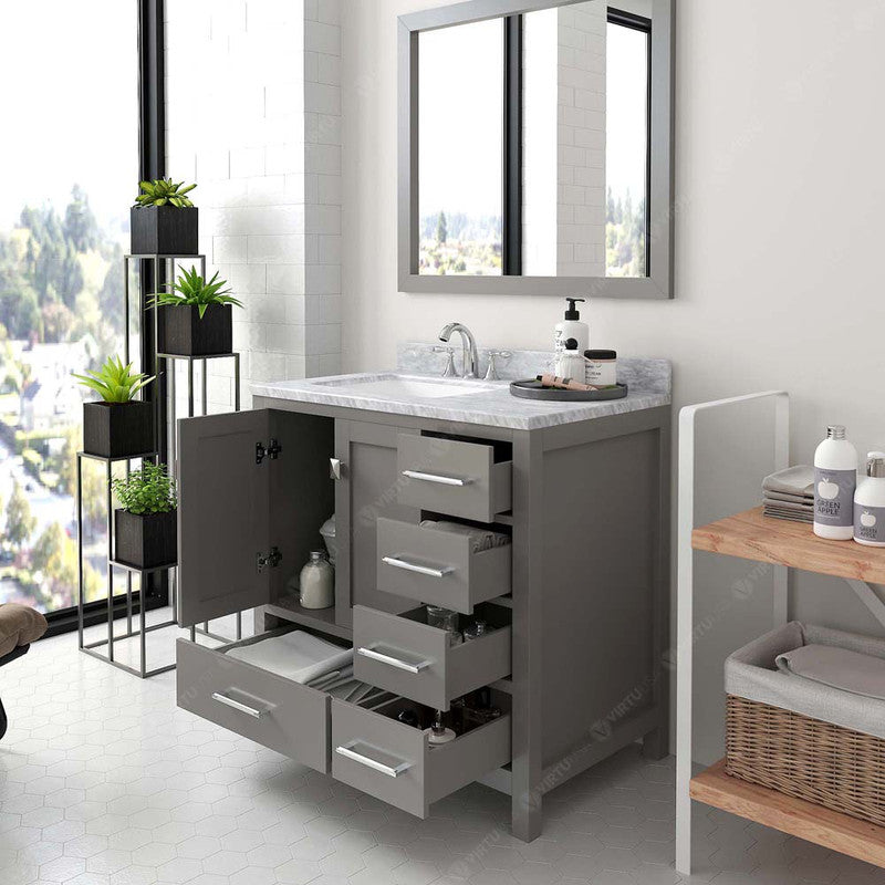 Modern Fittings Caroline Avenue 36" Single Bath Vanity with Marble Top and Square Sink Faucet