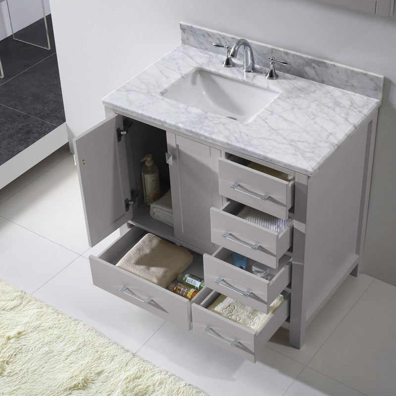 Modern Fittings Caroline Avenue 36" Single Bath Vanity with Marble Top and Square Sink Faucet