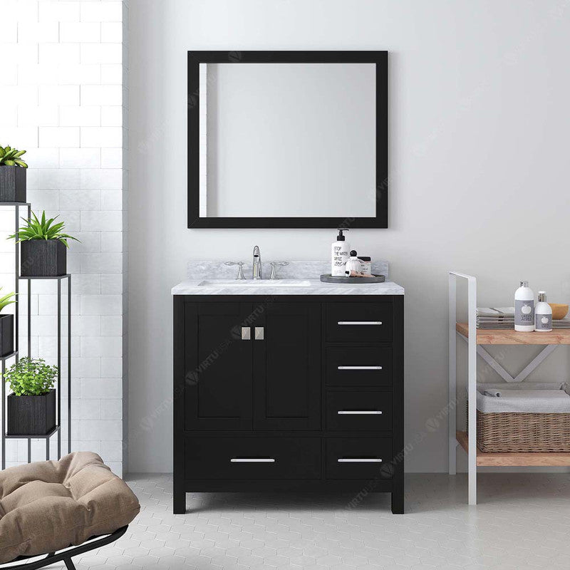 Modern Fittings Caroline Avenue 36" Single Bath Vanity with Marble Top and Square Sink Faucet