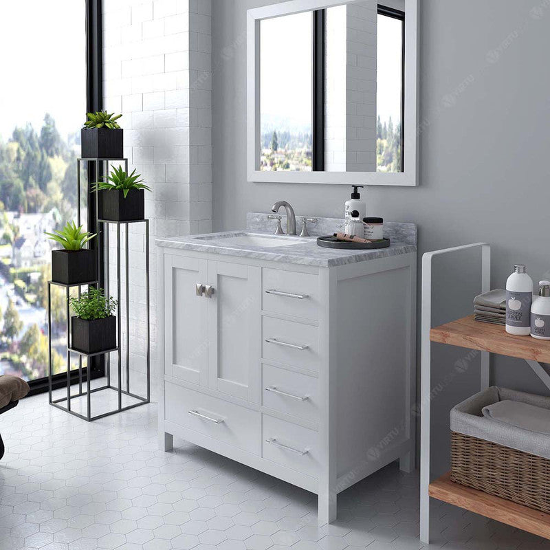 Modern Fittings Caroline Avenue 36" Single Bath Vanity with Marble Top and Square Sink Faucet