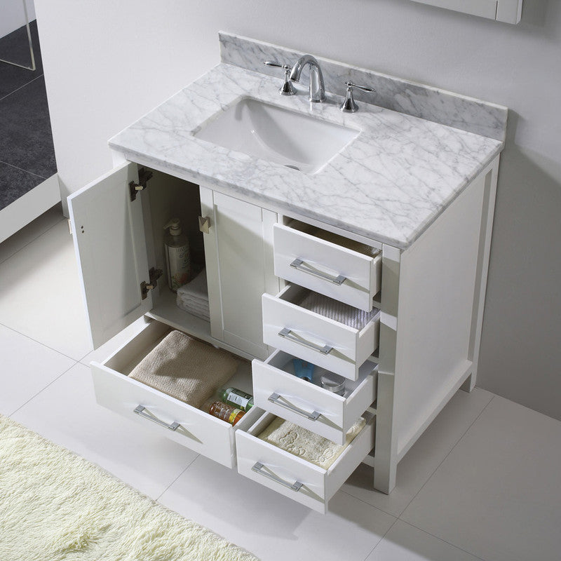 Modern Fittings Caroline Avenue 36" Single Bath Vanity with Marble Top and Square Sink Faucet