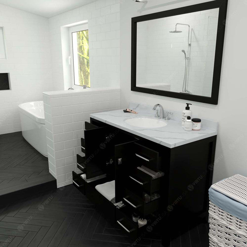 Modern Fittings Caroline Avenue 48" Single Bath Vanity with Calacatta Quartz Top and Round Sink Faucet