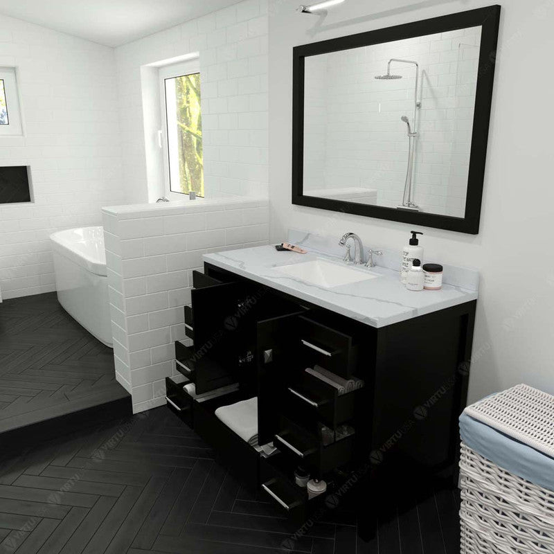 Modern Fittings Caroline Avenue 48" Single Bath Vanity with Calacatta Quartz Top and Square Sink Faucet