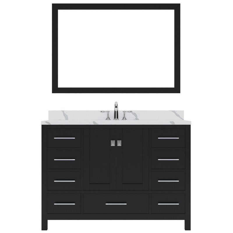 Modern Fittings Caroline Avenue 48" Single Bath Vanity with Calacatta Quartz Top and Square Sink Faucet