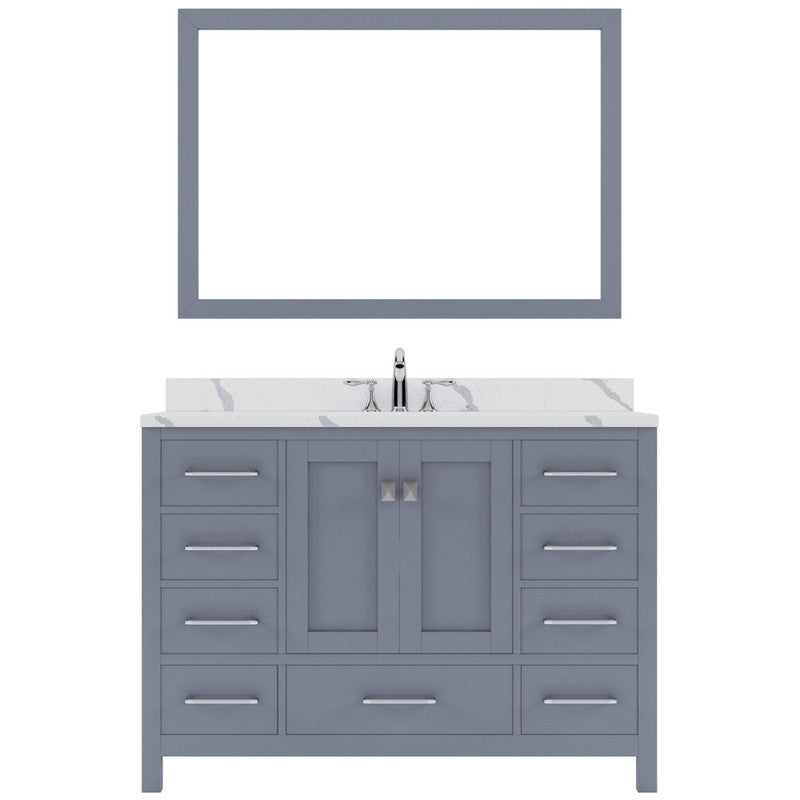 Modern Fittings Caroline Avenue 48" Single Bath Vanity with Calacatta Quartz Top and Square Sink Faucet