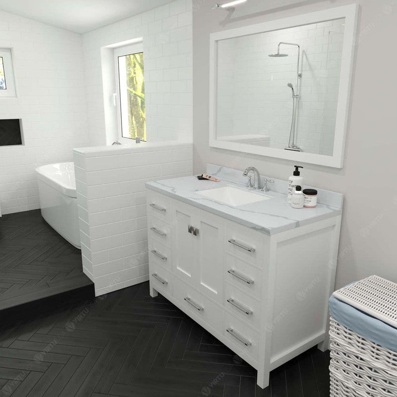 Modern Fittings Caroline Avenue 48" Single Bath Vanity with Calacatta Quartz Top and Square Sink