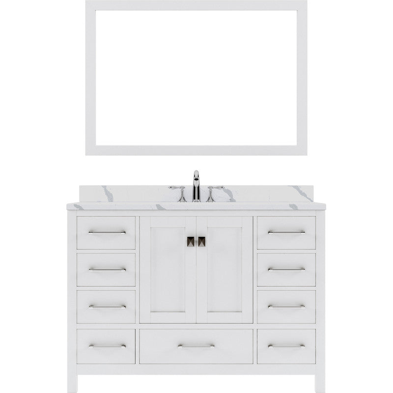 Modern Fittings Caroline Avenue 48" Single Bath Vanity with Calacatta Quartz Top and Square Sink Faucet