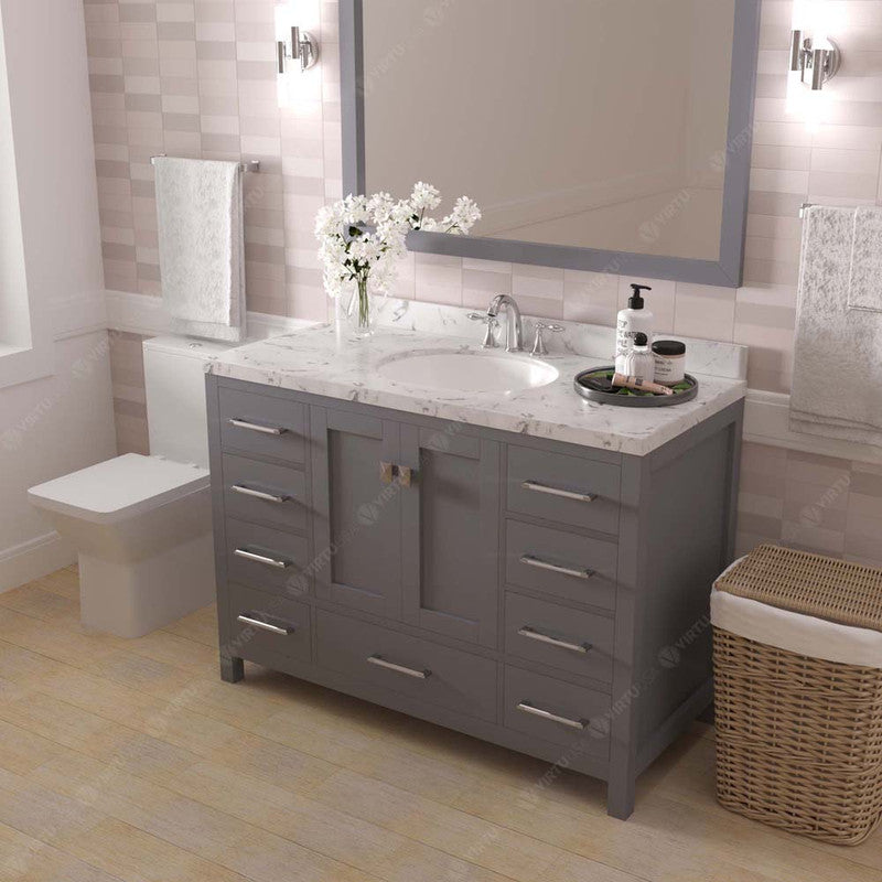 Modern Fittings Caroline Avenue 48" Single Bath Vanity with Cultured Marble Quartz Top and Round Sink