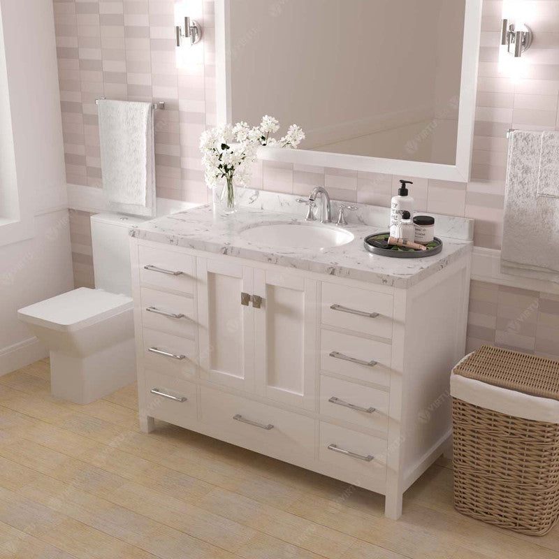 Modern Fittings Caroline Avenue 48" Single Bath Vanity with Cultured Marble Quartz Top and Round Sink