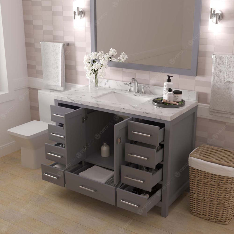 Modern Fittings Caroline Avenue 48" Single Bath Vanity with Cultured Marble Quartz Top and Square Sink Faucet